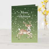 Green White Bokeh Dots Christmas Deer Karte (Gelbe Blume)