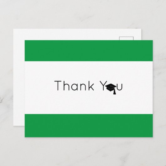Green White Bold Abschluss Vielen Dank Postkarte (Vorne/Hinten)