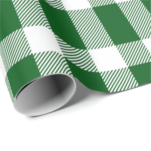 Green White Buffalo Karo Land Rustikal Geschenkpapier (Rolleneckpunkt)