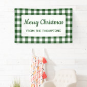 Green White Buffalo Karo Weihnachtsfeiertag Party Banner (Insitu)
