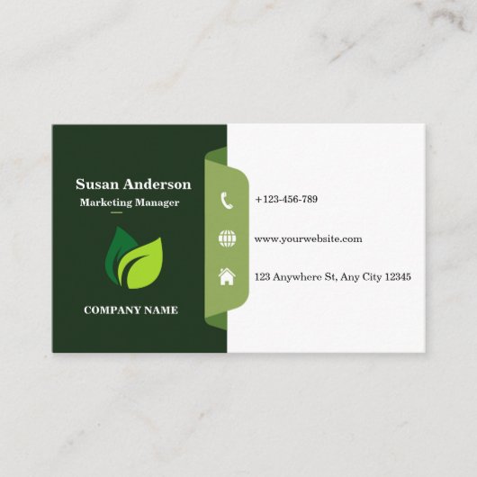 Green White Business Card Visitenkarte (Vorderseite)