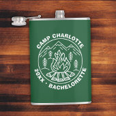 Green White Camp Bachelorette Custom Flachmann