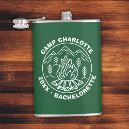 Green White Camp Bachelorette Custom Flachmann