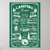 Green White Camping Rules Poster (Vorne)