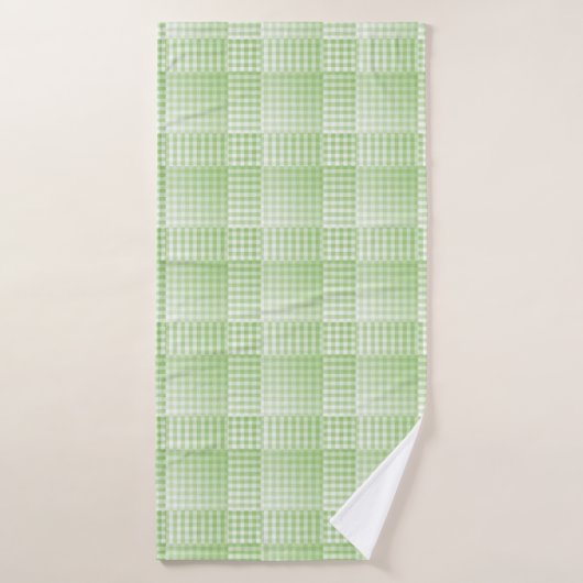 Green White Checker Abstract Pattern Badehandtuch (Badehandtuch)