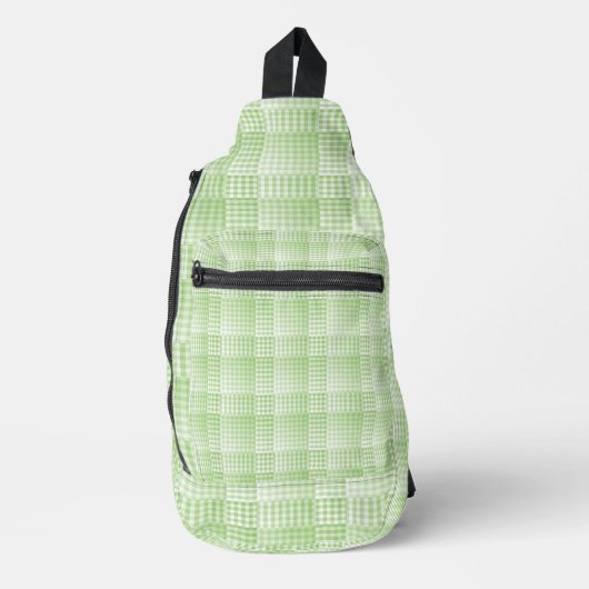 Green White Checker Abstract Pattern Crossbody Bag (Vorderseite)