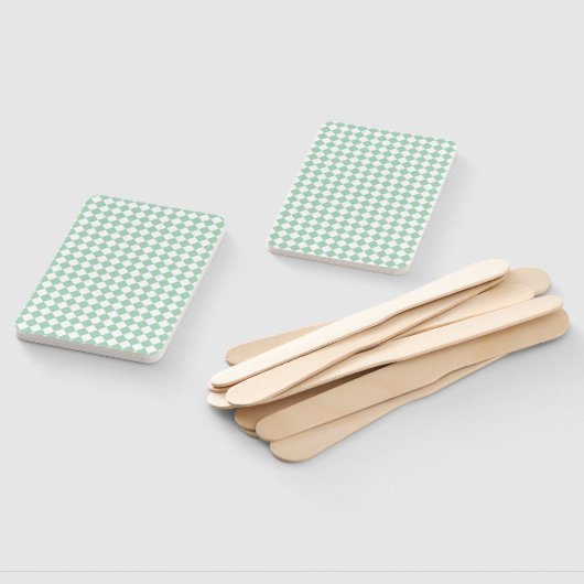 Green White Checker Diamond Pattern Fächer (Non-assembled)