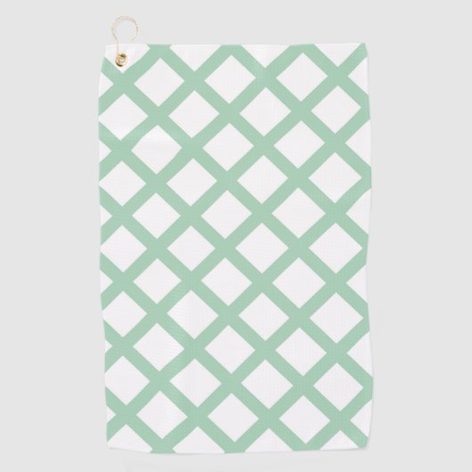 Green White Checker Diamond Pattern Golfhandtuch (Vorderseite)