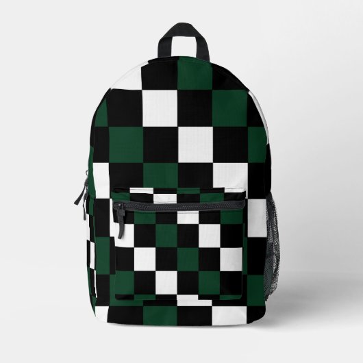 Green White Checkerboard Bedruckter Rucksack (Vorderseite)