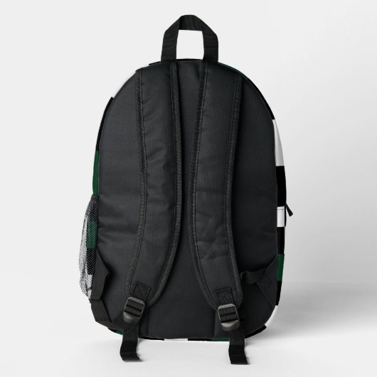 Green White Checkerboard Bedruckter Rucksack (Rückseite)