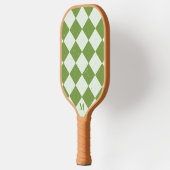 Green White Checkered Pattern Monogram Play Nice Pickleball Schläger (Links)
