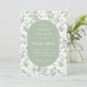 Green White Chinoiserie Bridal Dusche Einladung (Stehend Vorderseite)