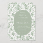 Green White Chinoiserie Bridal Dusche Einladung (Vorne/Hinten)