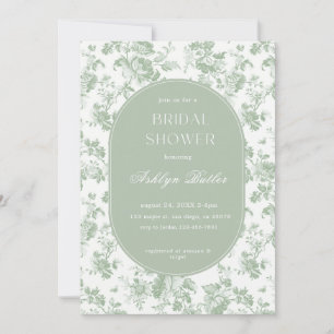 Green White Chinoiserie Bridal Dusche Einladung