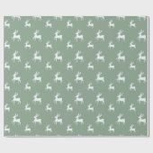 Green White Christmas Deer Geschenkpapier (Flach)