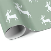 Green White Christmas Deer Geschenkpapier (Rolleneckpunkt)