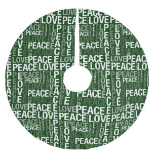Green White Christmas Peace Liebe Polyester Weihnachtsbaumdecke
