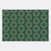 Green & White Christmas Tree, Wreath Scripted Set Geschenkpapier Set (Vorderseite 3)