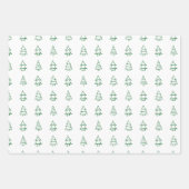 Green & White Christmas Tree, Wreath Scripted Set Geschenkpapier Set (Vorderseite)