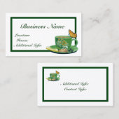Green & White Coffee Cup Visitenkarte (Vorne/Hinten)
