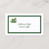 Green & White Coffee Cup Visitenkarte (Rückseite)