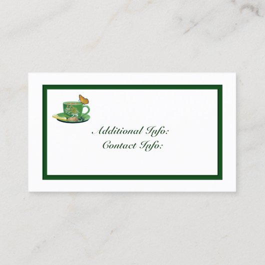 Green & White Coffee Cup Visitenkarte (Rückseite)