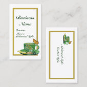 Green & White Coffee Cup Visitenkarte 2 (Vorne/Hinten)