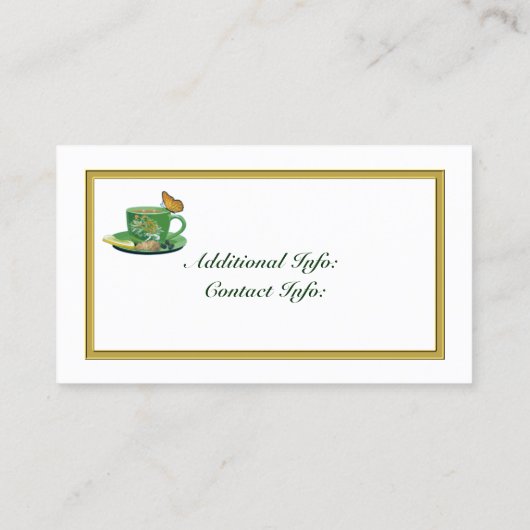Green & White Coffee Cup Visitenkarte 2 (Rückseite)