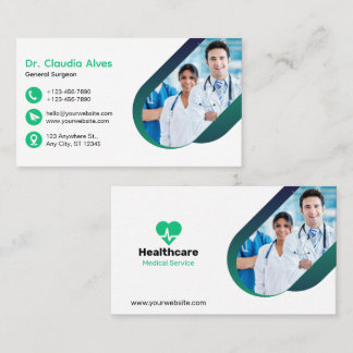 Green White Creative Modern Medical Business Card Visitenkarte