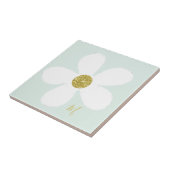 Green White Daisy Simple Floral Gold Personal Fliese (Seite)