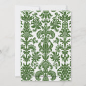 Green & White Damask Abschluss Einladung Grad (Rückseite)