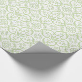 Green & White Damask Geschenkwrap Geschenkpapier (Ecke)