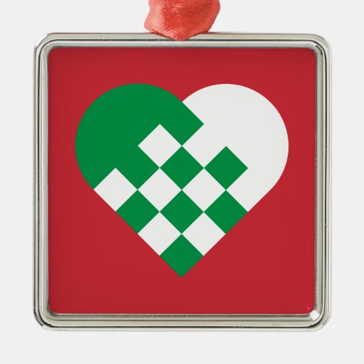 Green White Danish Heart Ornament Aus Metall (Vorne)