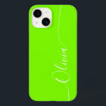 Green White Elegant Calligraphy Script Name Case-Mate iPhone 14 Hülle<br><div class="desc">Green White Elegant Calligraphy Script Custom Personalisiert Name iPhone 14 Smart Phone Cases zeichnen sich durch ein modernes und trendiges,  einfaches und stilvolles Design aus,  mit Ihrem personalisierten Namen in eleganter handgeschriebener Schrift Typografie auf grünem Hintergrund. Entworfen von ©Evco Studio www.zazzle.com/store/evcostudio</div>