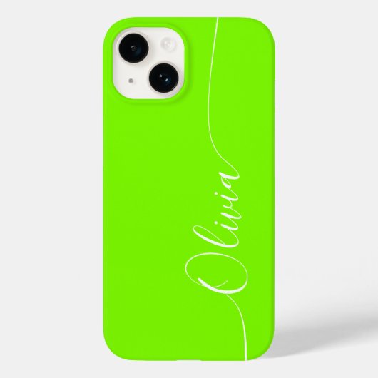 Green White Elegant Calligraphy Script Name Case-Mate iPhone Hülle (Rückseite)