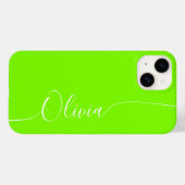 Green White Elegant Calligraphy Script Name Case-Mate iPhone Hülle (Rückseite (Horizontal))