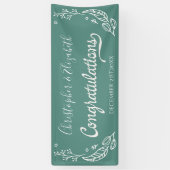 Green White Elegant Chic Hochzeitsgratulation Banner (Vertikal)