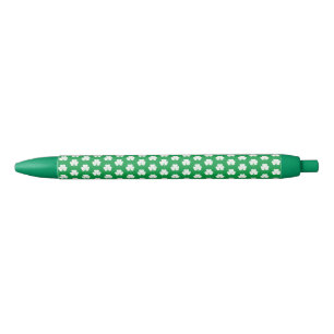 Green White Elegant Irish Kleeblatt Clover Pattern Kugelschreiber