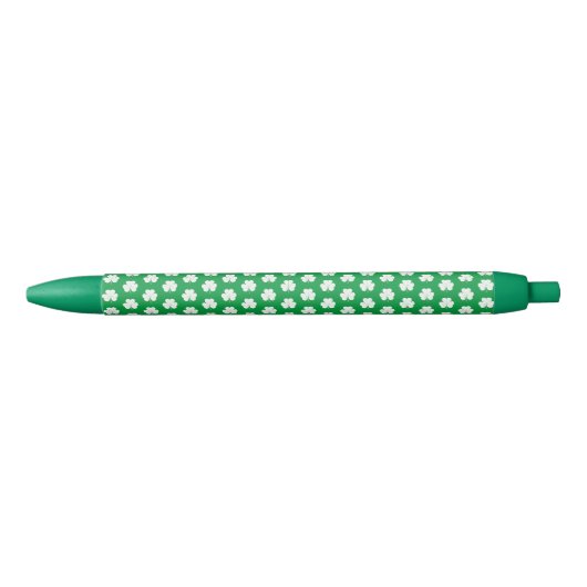 Green White Elegant Irish Kleeblatt Clover Pattern Kugelschreiber (Vorderseite)