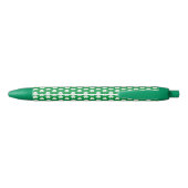 Green White Elegant Irish Kleeblatt Clover Pattern Kugelschreiber (Rückseite)