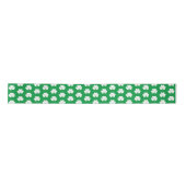 Green White Elegant Irish Kleeblatt Clover Pattern Satinband (Vorderseite)