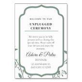 Green & White Elegant Wedding Tischnummer (Rückseite)