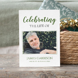 Green White Elegante Beerdigungskarte mit Foto Begleitkarte