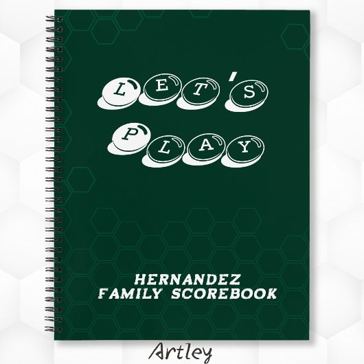 Green White Family Name Board Game Scorebook Notizblock