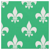 Green White Fleur-de-lis Textile Stoff (Nahaufnahme)