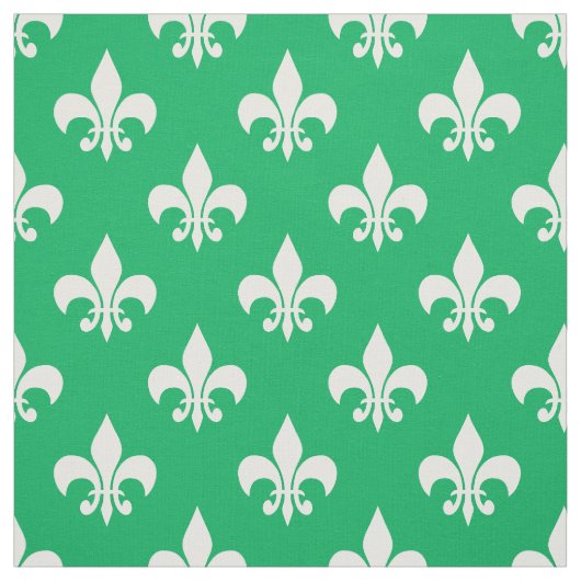 Green White Fleur-de-lis Textile Stoff (Muster)