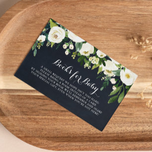 Green White Floral Blue Babydusche Buchanfrage Begleitkarte