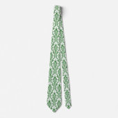Green White Floral Damask Krawatte (Vorderseite)