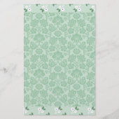 Green White Floral Damask Simple Modern Briefpapier (Vorderseite)