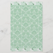 Green White Floral Damask Simple Modern Briefpapier (Rückseite)
